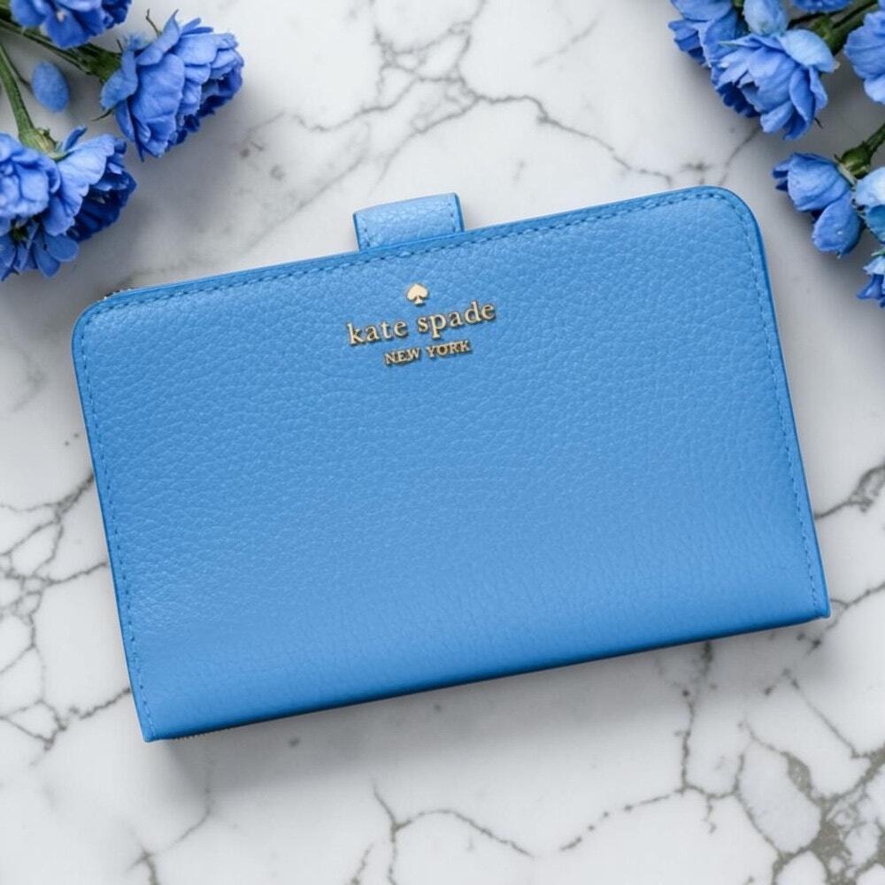 Kate Spade Lena Medium Bifold Wallet in Tide Pool Blue Leather KH787